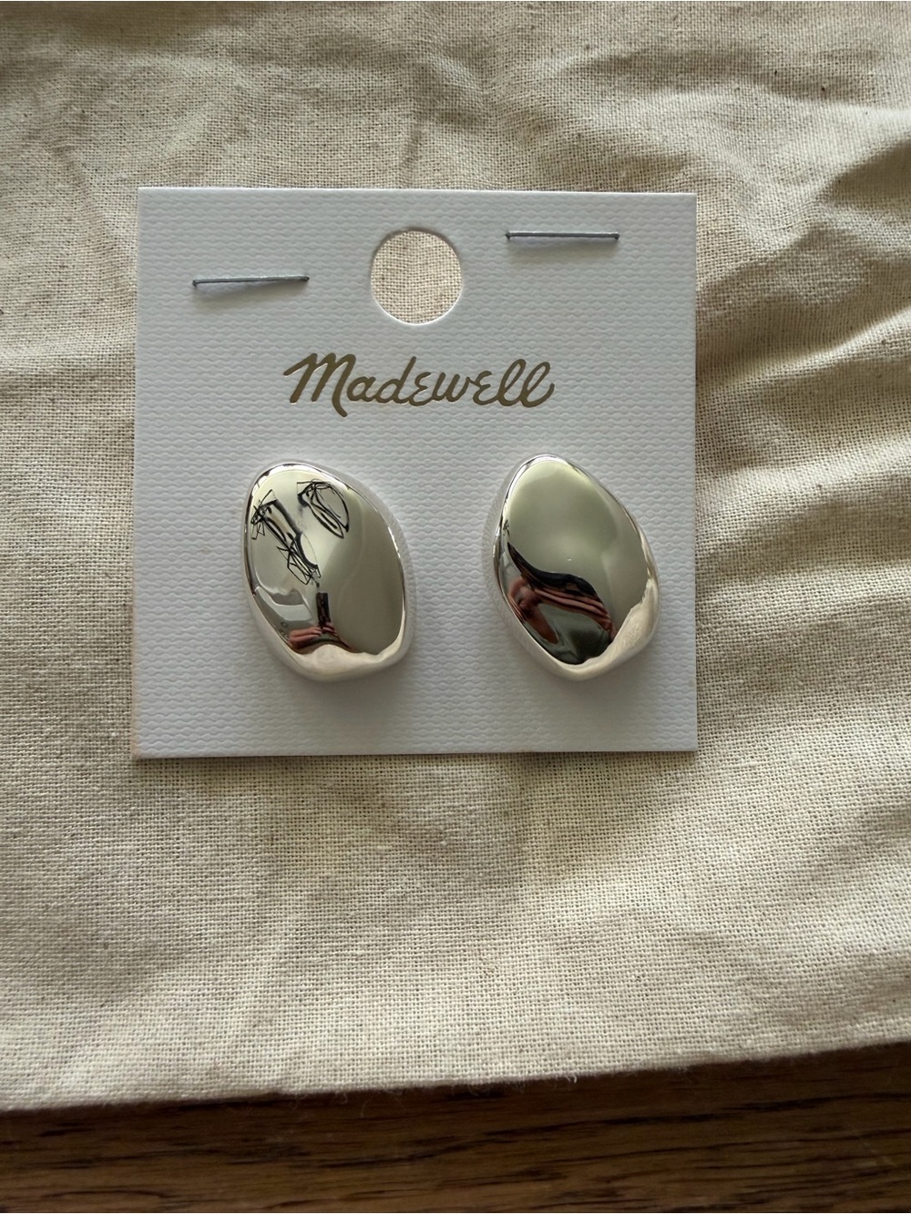 Madewell Polished Silver Pebble Studs
